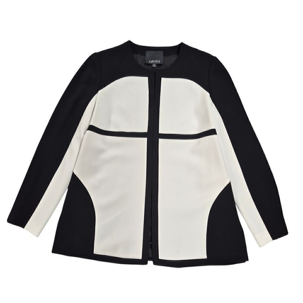 Carlisle Long Black/White Suit Jacket Coat Sz 14 NWOT - Picture 3 of 5
